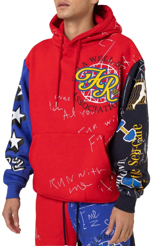 First Row color block hoodie