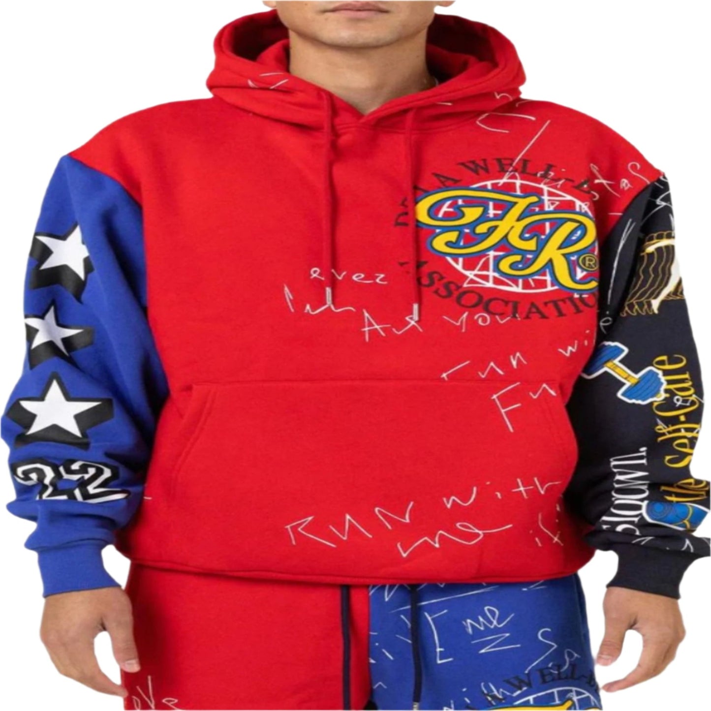 First Row color block hoodie