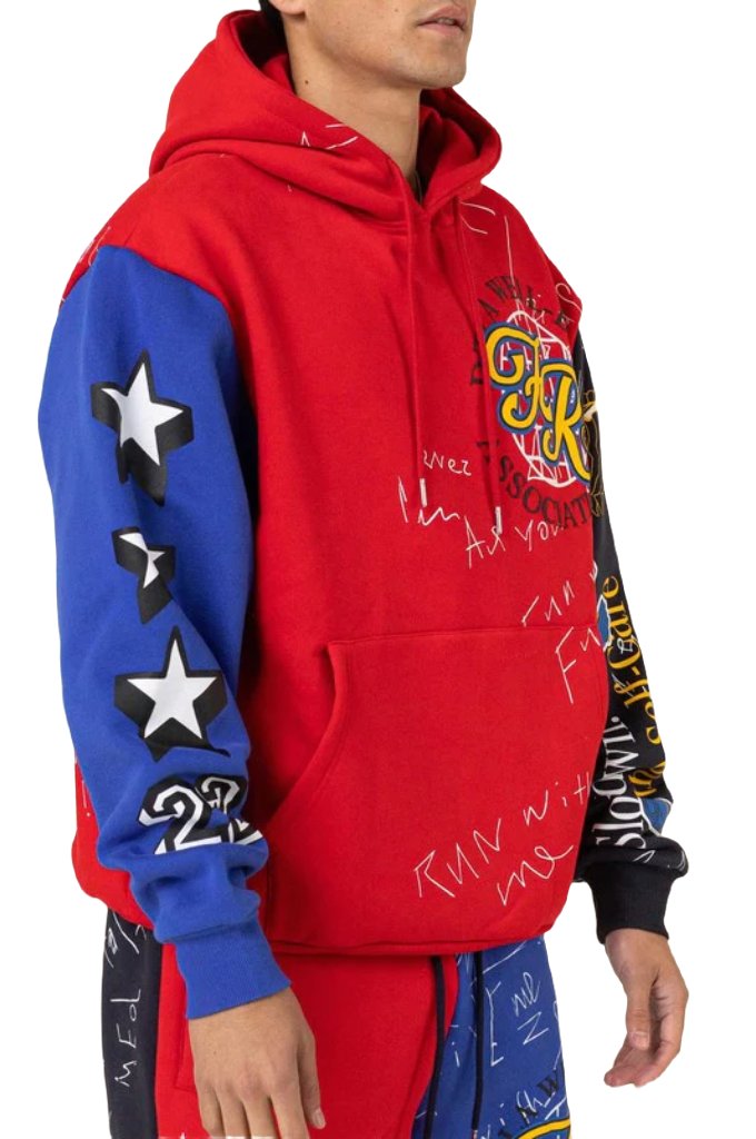 First Row color block hoodie