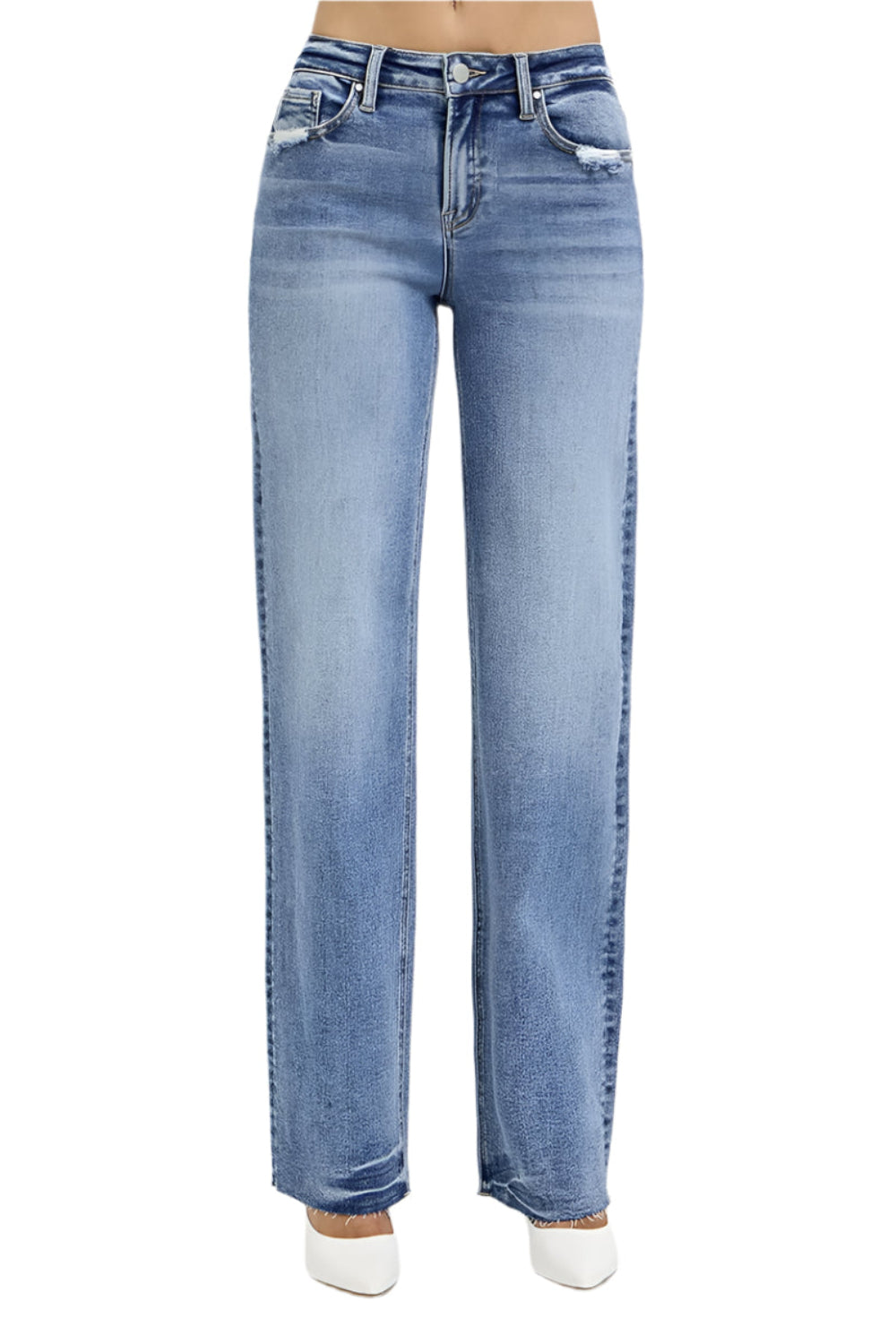 RISEN full size high rise straight leg jeans with pockets