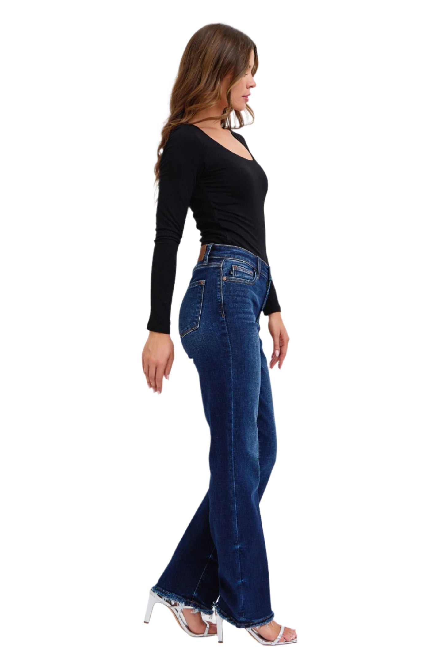 Judy Blue full size raw hem straight leg jeans