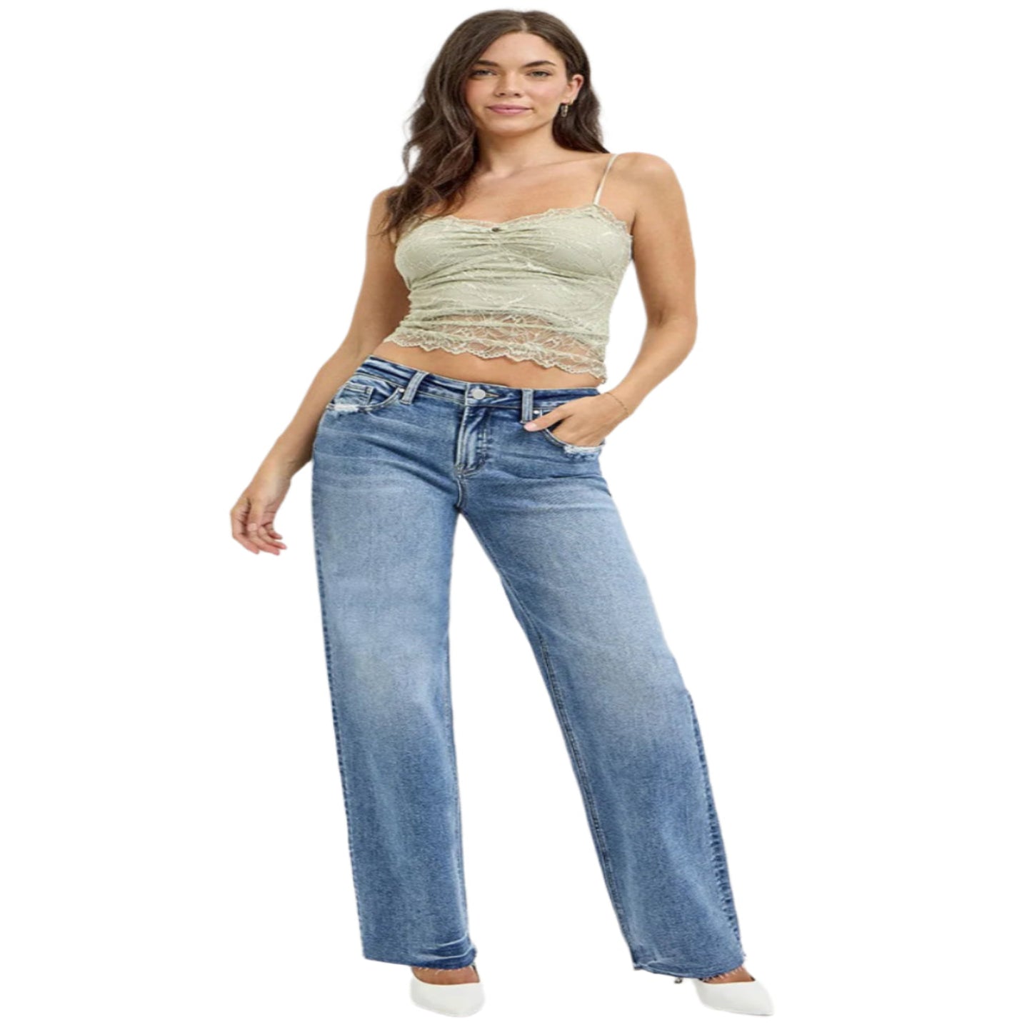RISEN full size high rise straight leg jeans with pockets