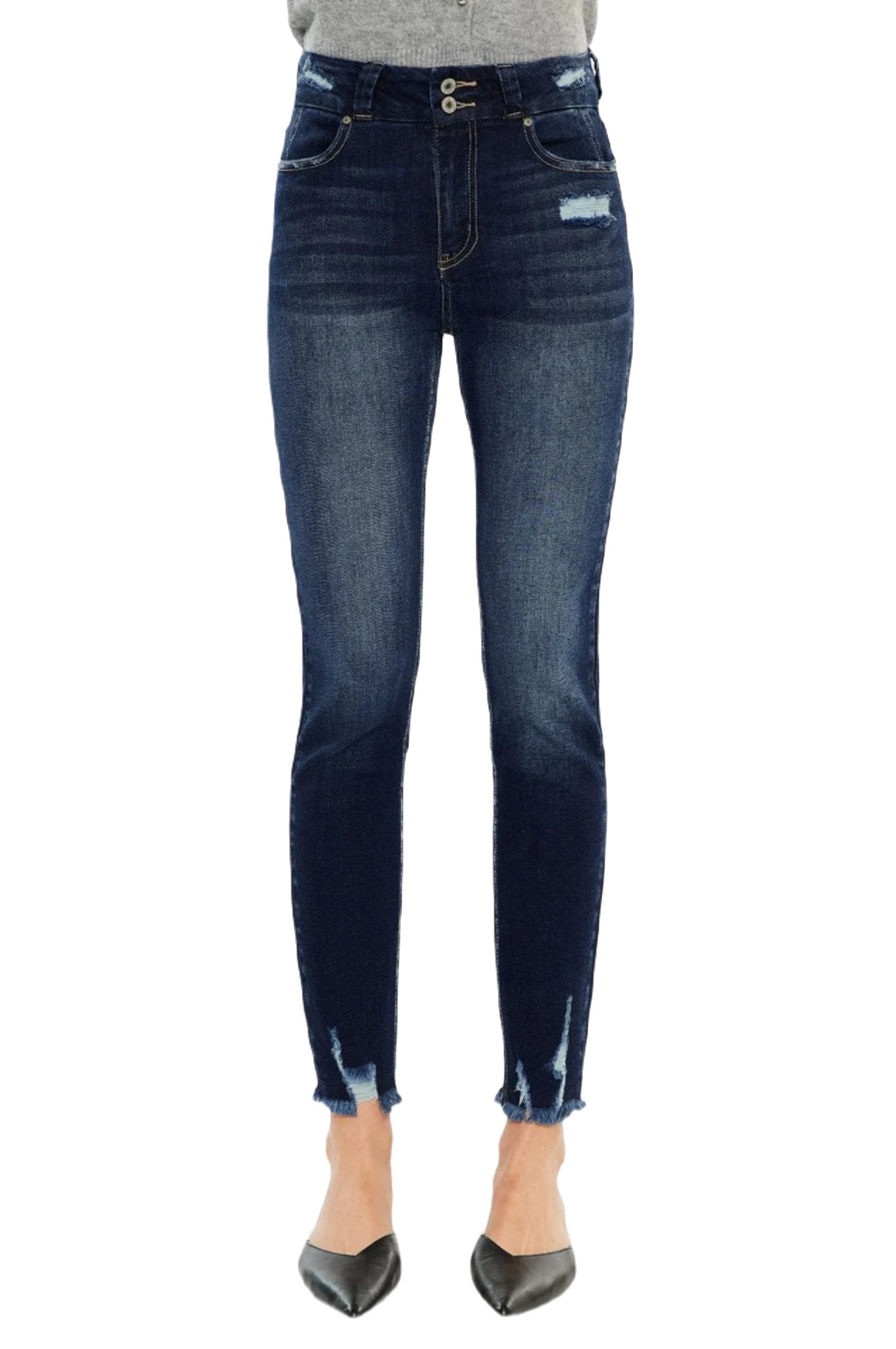 Kancan Cat's Whiskers Raw Hem High Waist Jeans