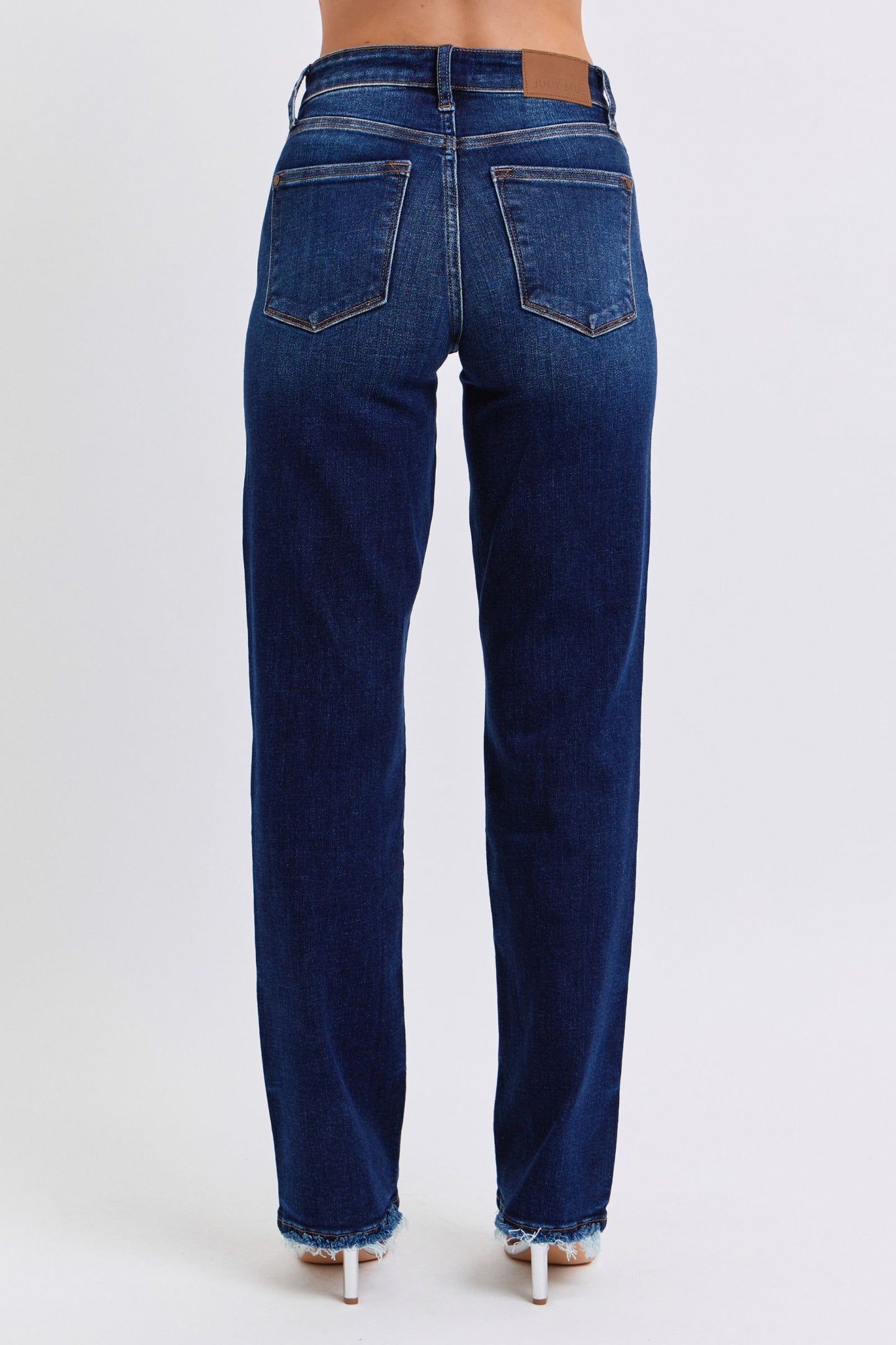 Judy Blue full size raw hem straight leg jeans