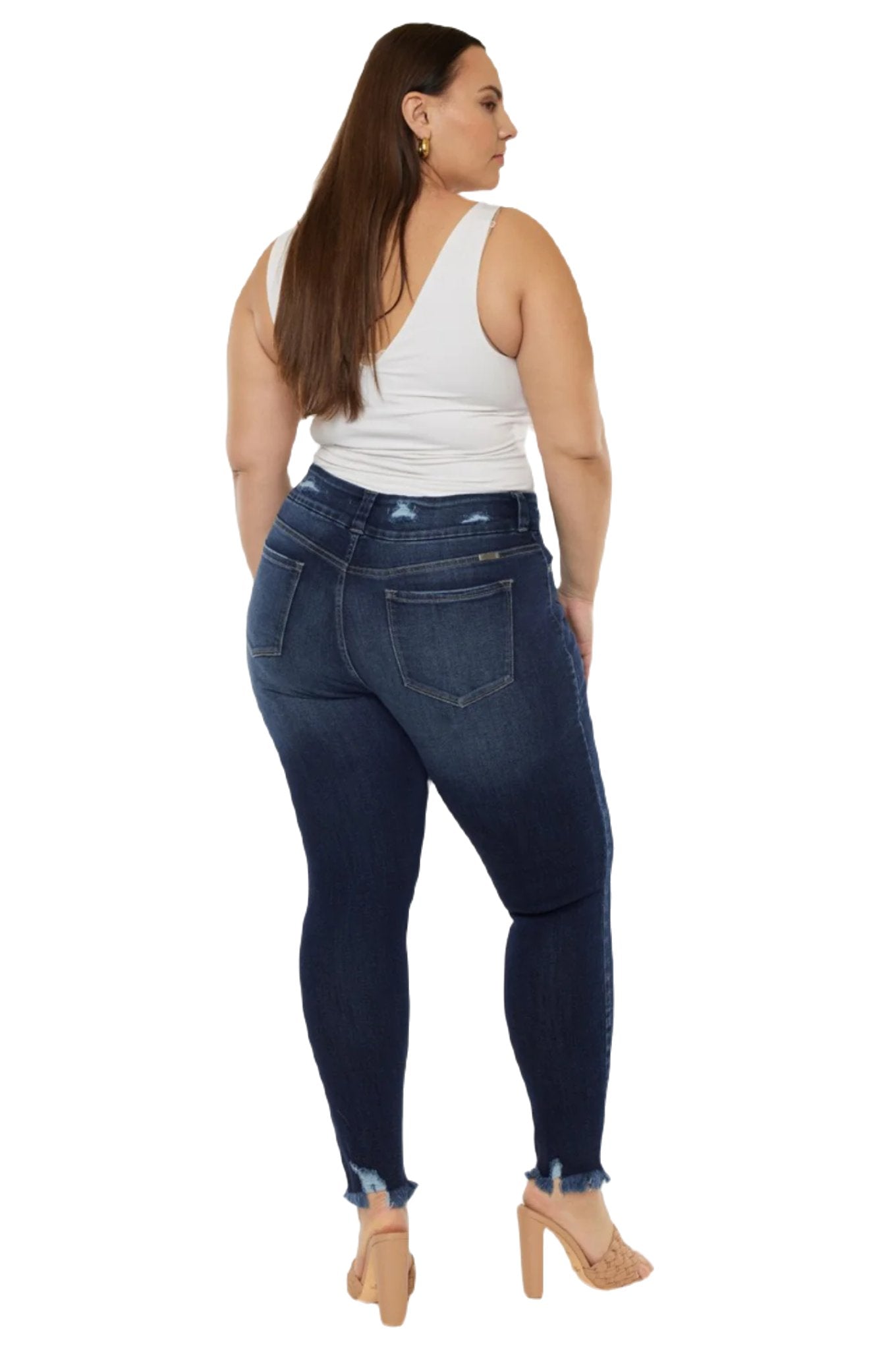 Kancan Cat's Whiskers Raw Hem High Waist Jeans