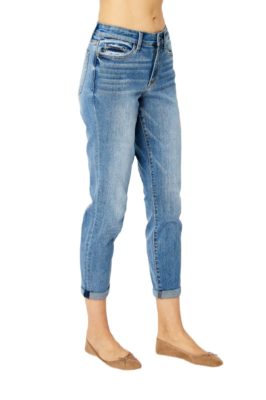 Judy Blue Full Size Cuffed Hem Low Waist Slim Jeans