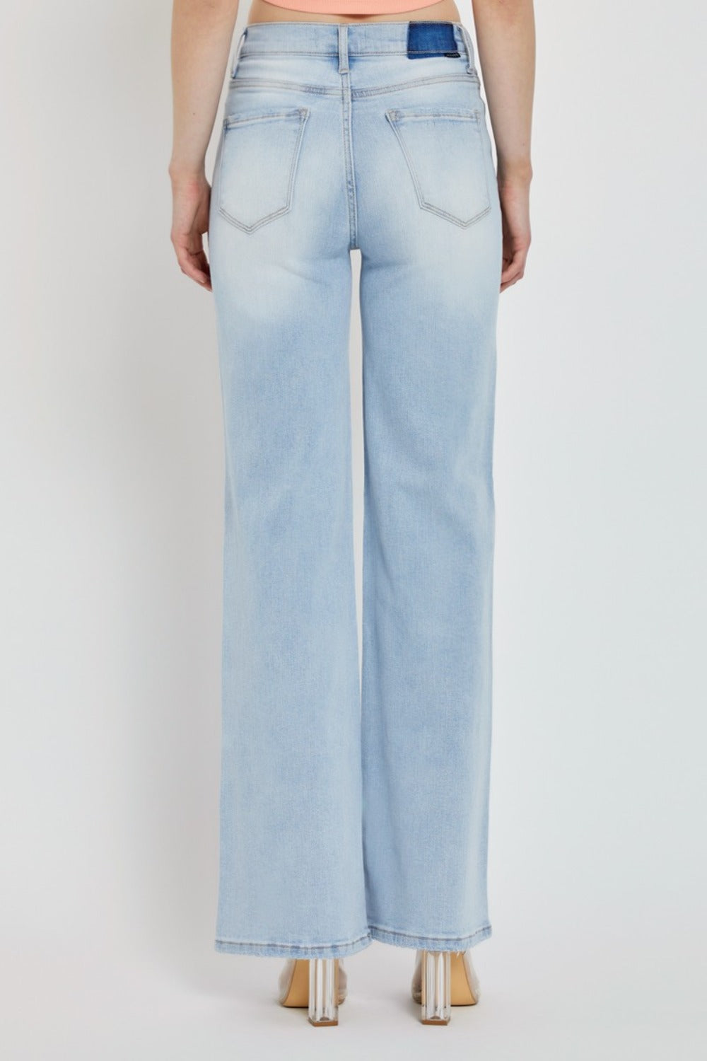 RISEN full size wide leg v dipped front waist jeans