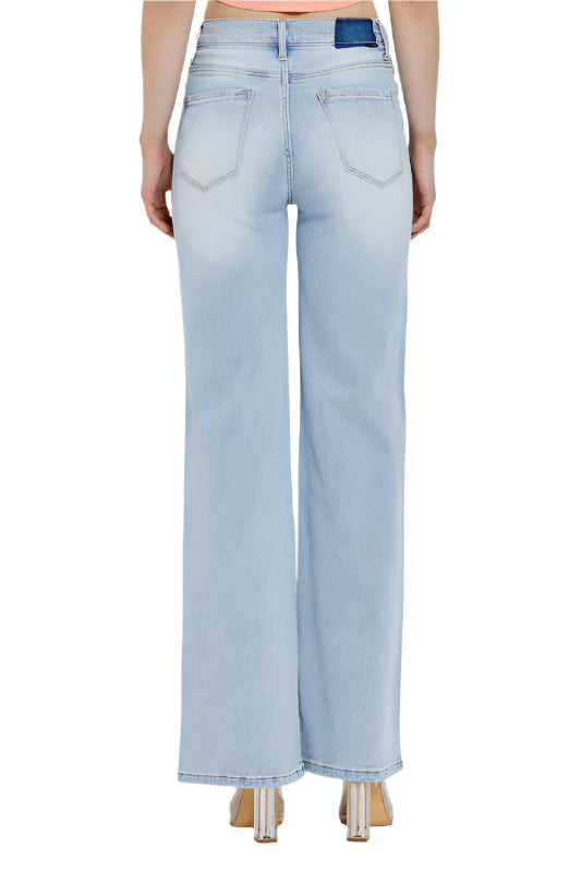 RISEN full size wide leg v dipped front waist jeans