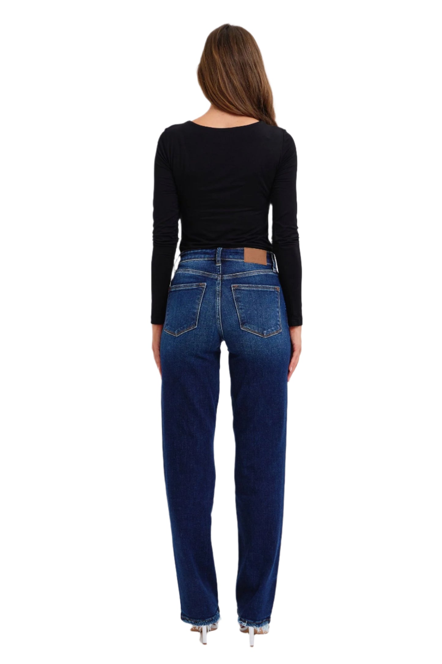 Judy Blue full size raw hem straight leg jeans
