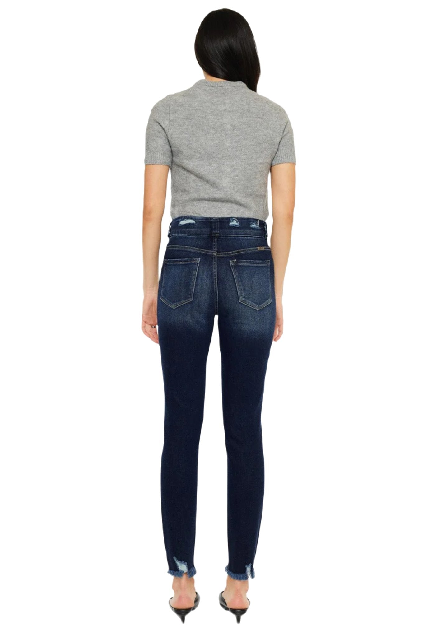 Kancan Cat's Whiskers Raw Hem High Waist Jeans