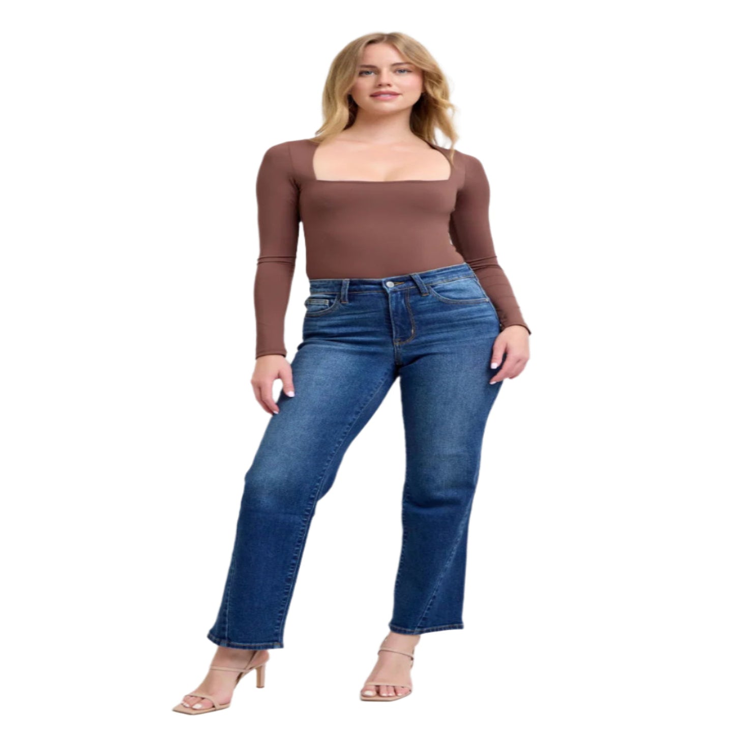 Judy Blue full size side seam detail straight jeans with pockets