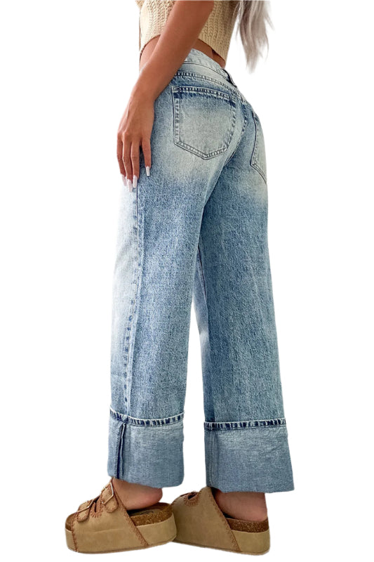 SYNZ washed wide leg jeans with pocket