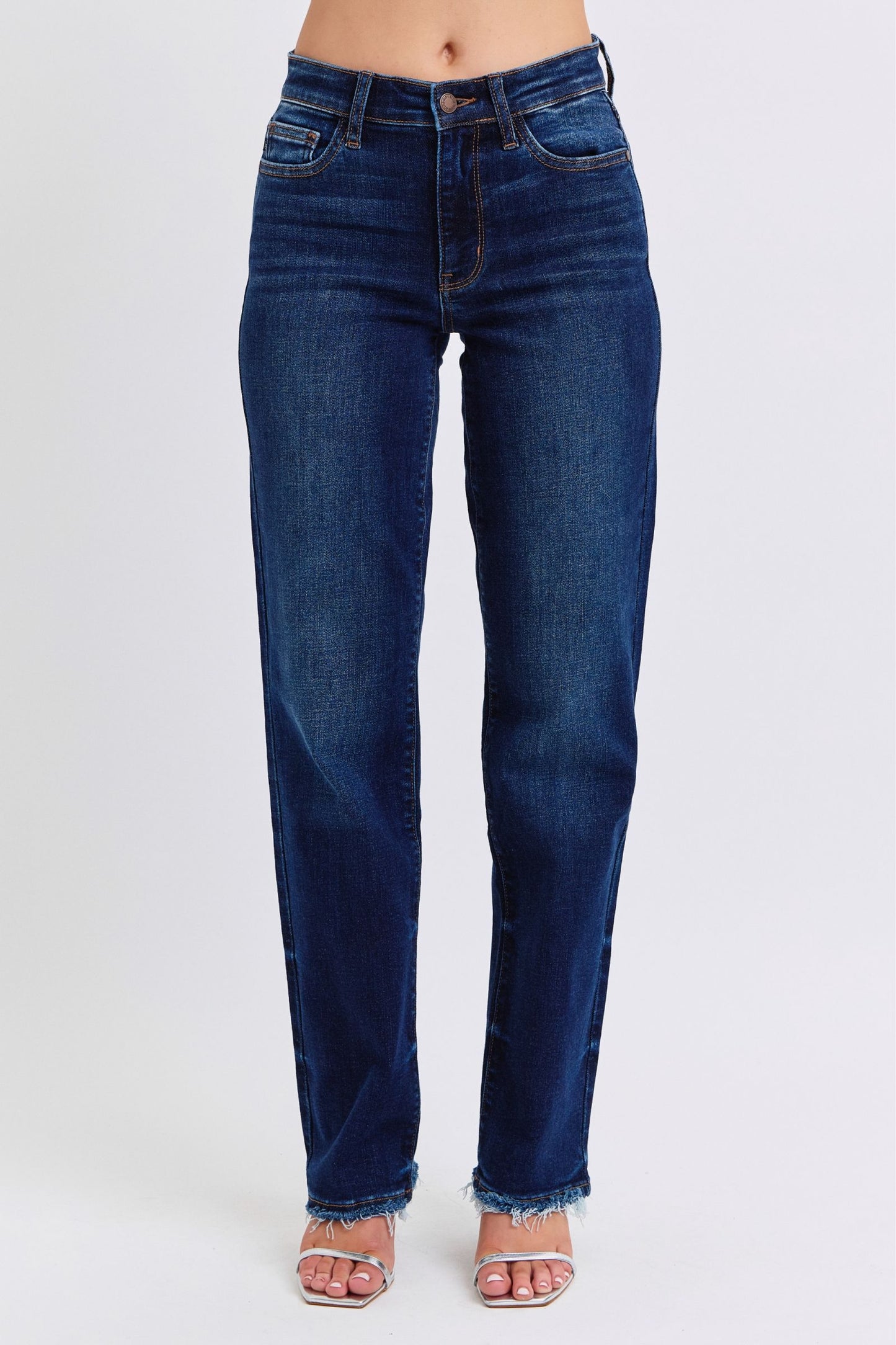 Judy Blue full size raw hem straight leg jeans
