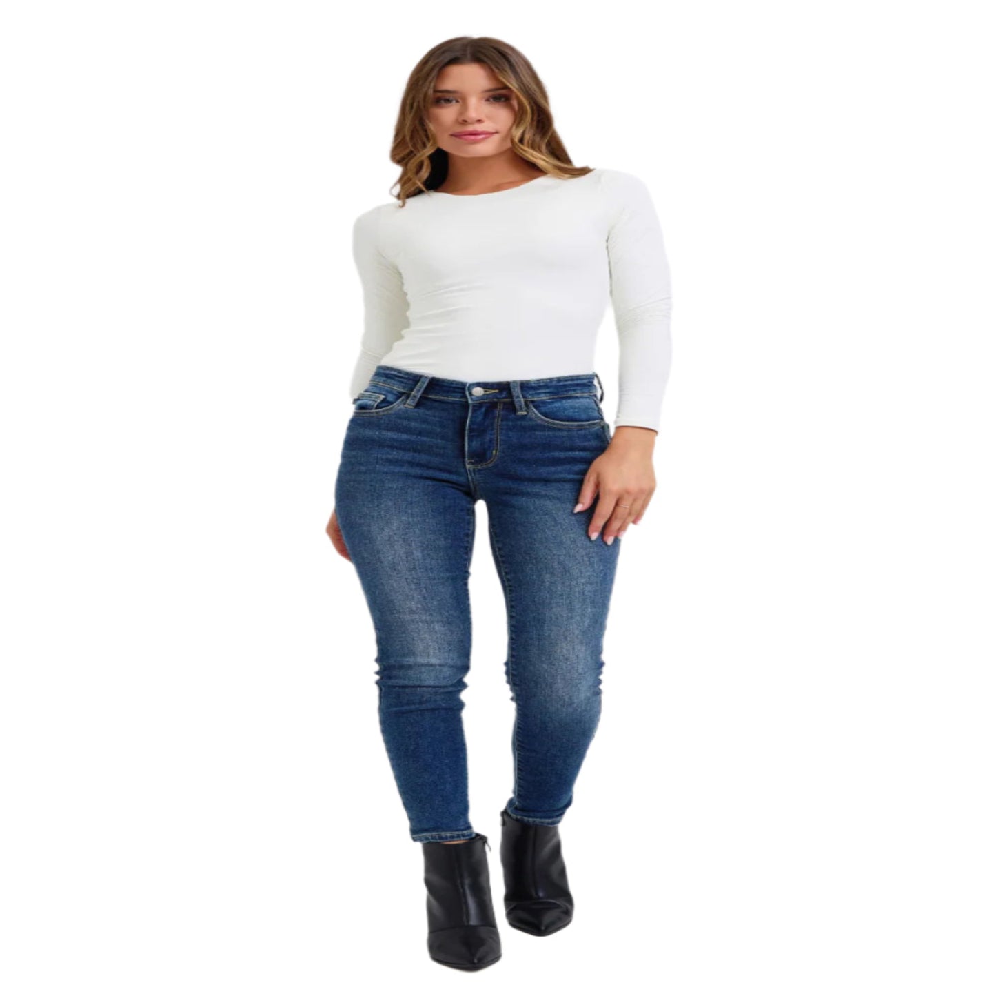 Judy Blue full size mid-rise waist skinny jeans with pockets