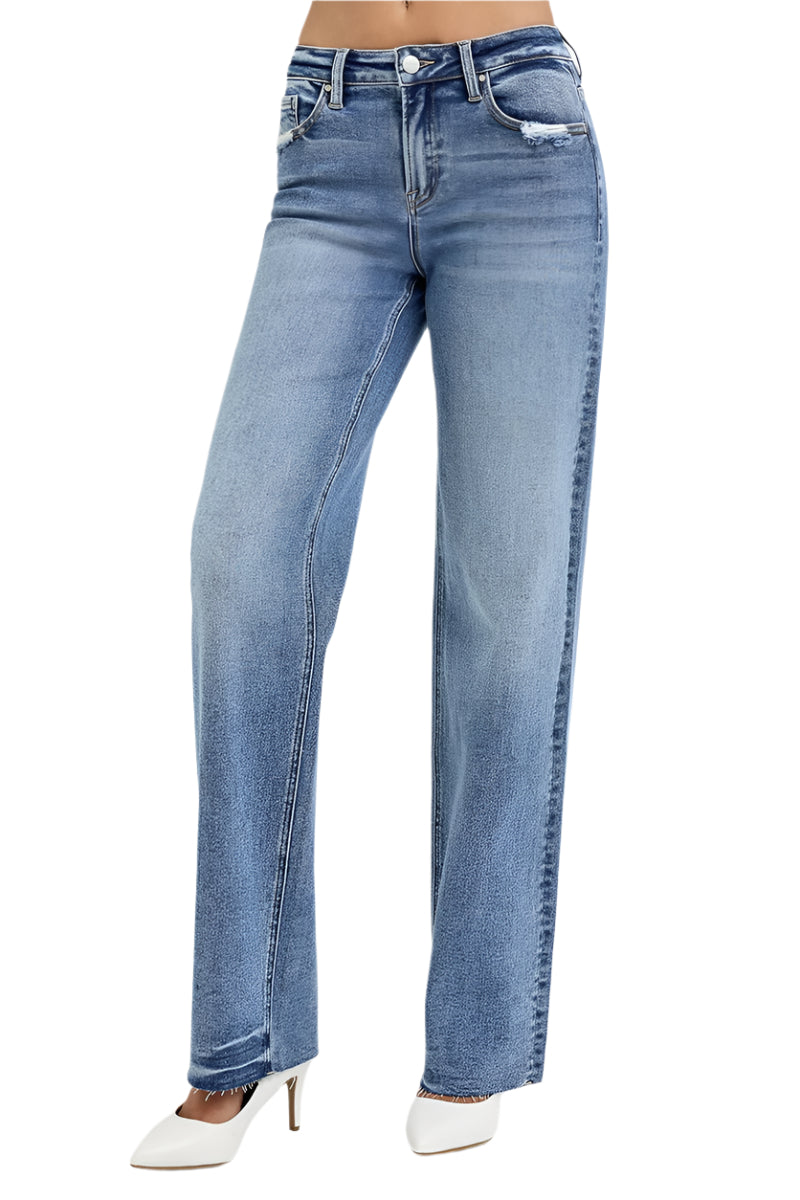 RISEN full size high rise straight leg jeans with pockets