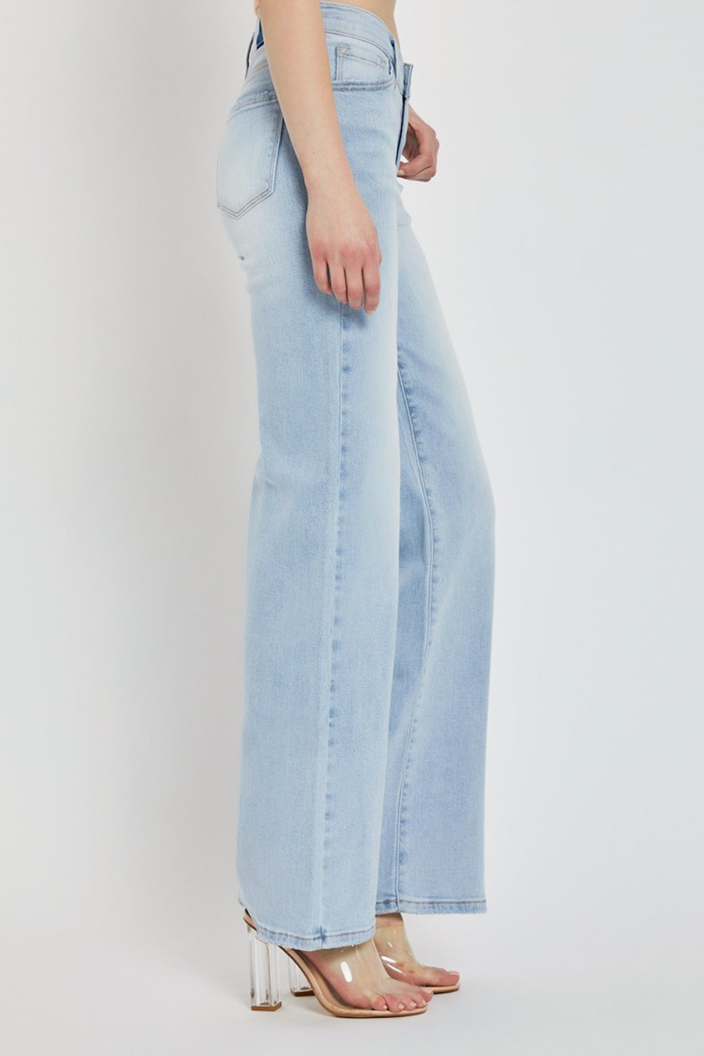 RISEN full size wide leg v dipped front waist jeans