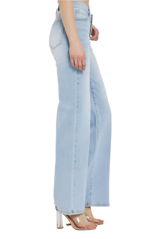 RISEN full size wide leg v dipped front waist jeans