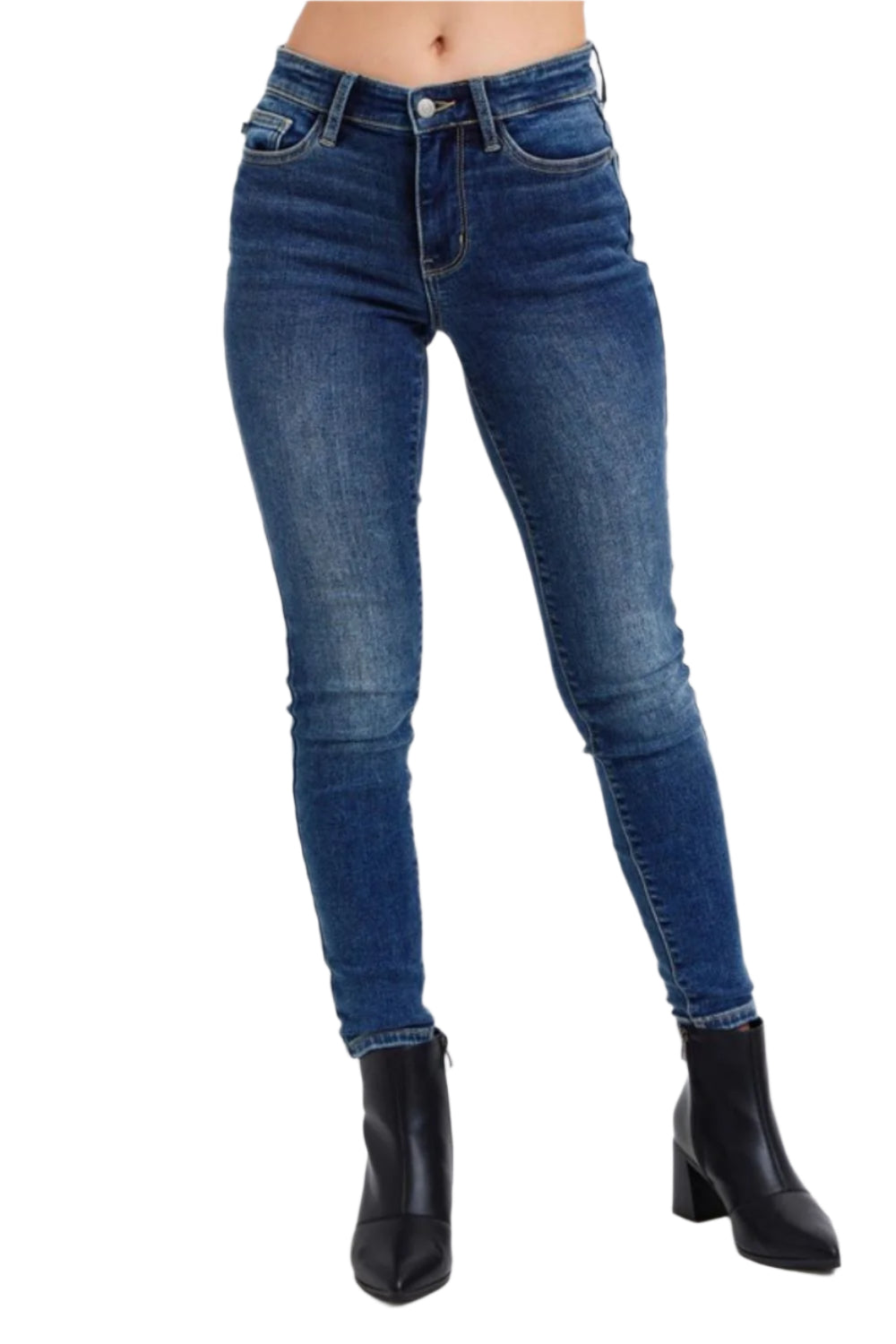 Judy Blue full size mid-rise waist skinny jeans with pockets