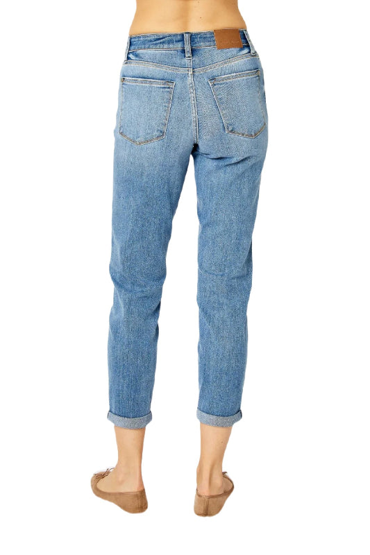 Judy Blue Full Size Cuffed Hem Low Waist Slim Jeans