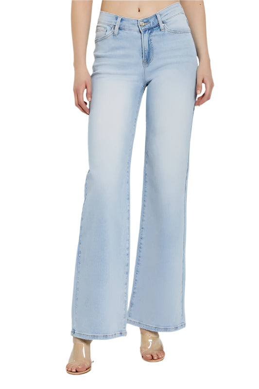 RISEN full size wide leg v dipped front waist jeans