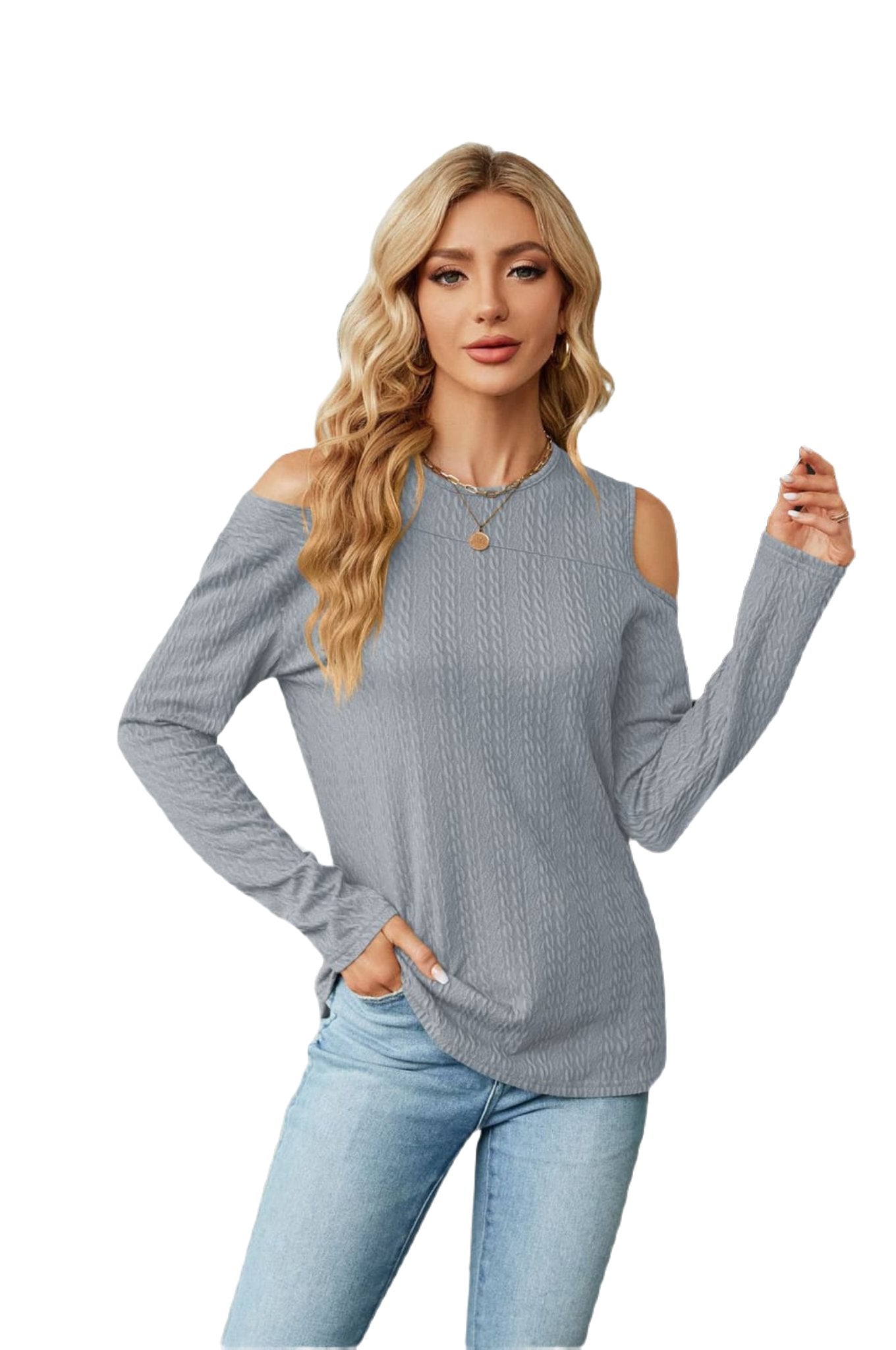 Dropped Shoulder Long Sleeve Blouse