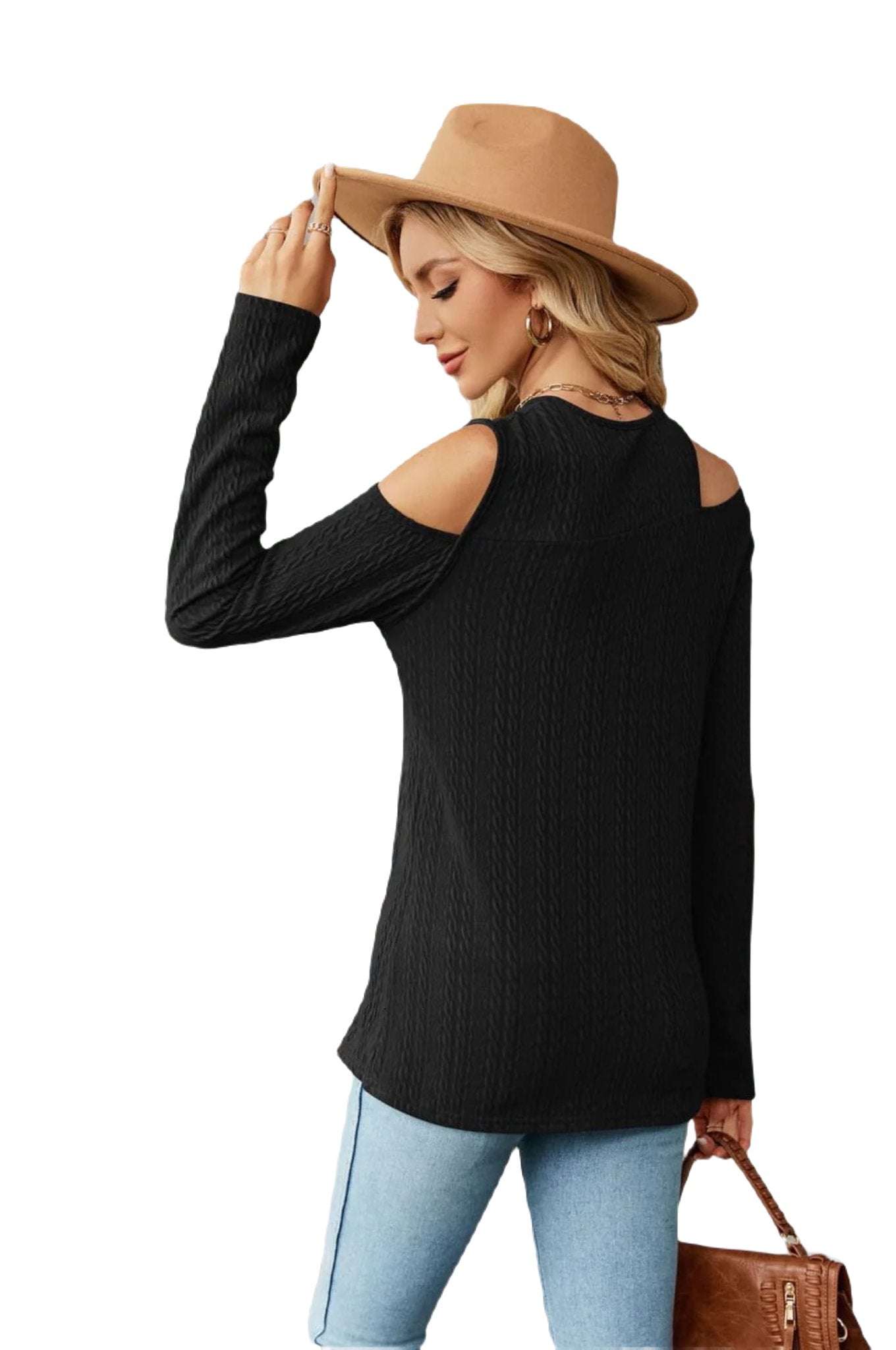 Dropped Shoulder Long Sleeve Blouse