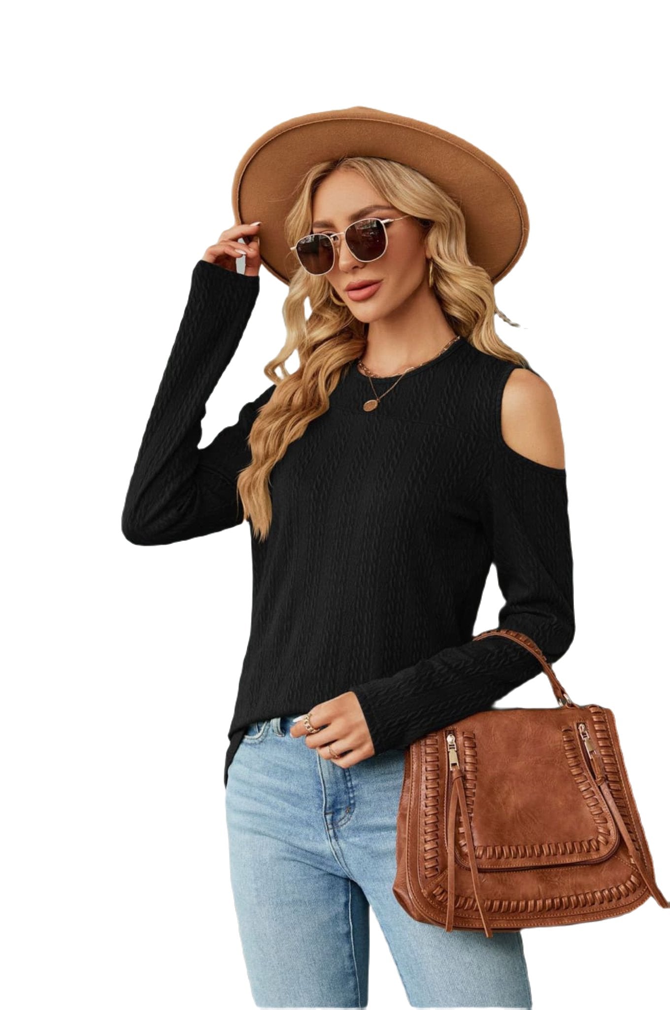 Dropped Shoulder Long Sleeve Blouse