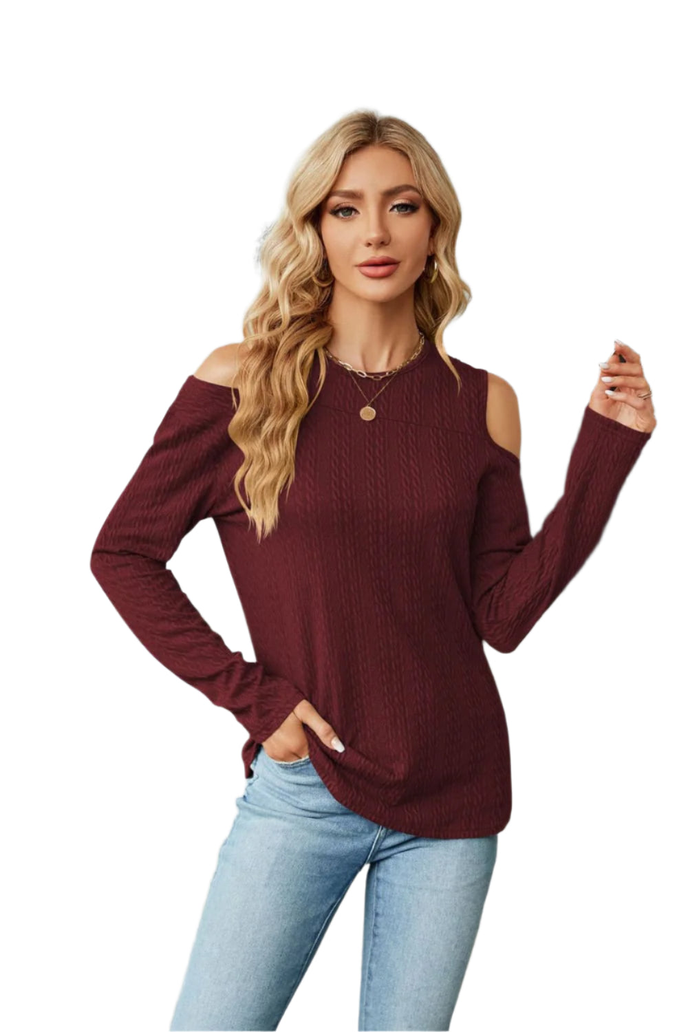 Dropped Shoulder Long Sleeve Blouse