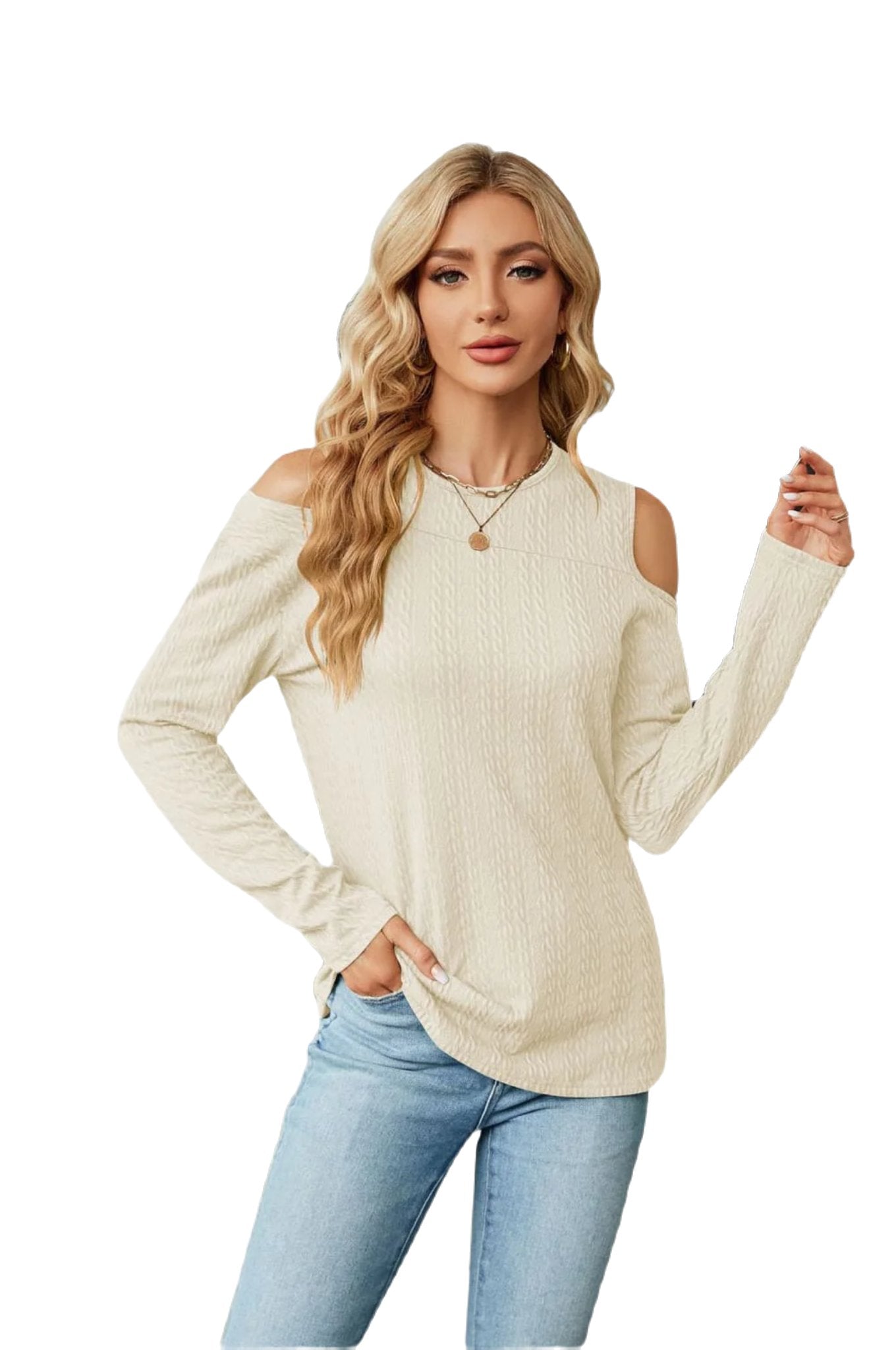 Dropped Shoulder Long Sleeve Blouse