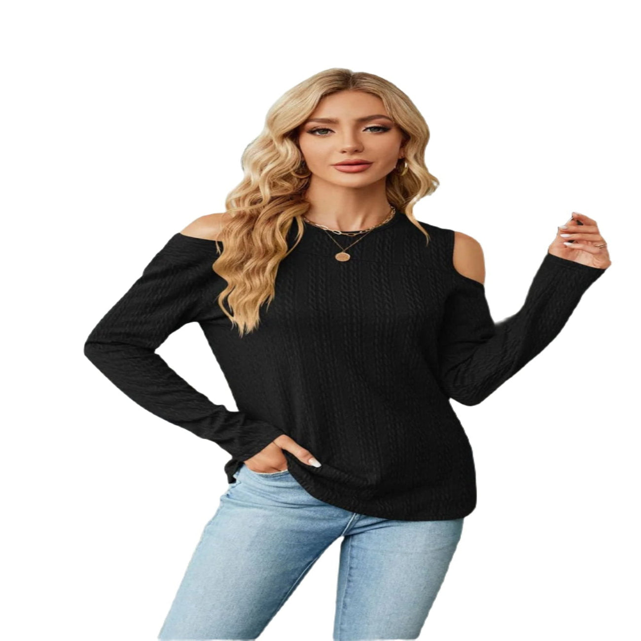 Dropped Shoulder Long Sleeve Blouse