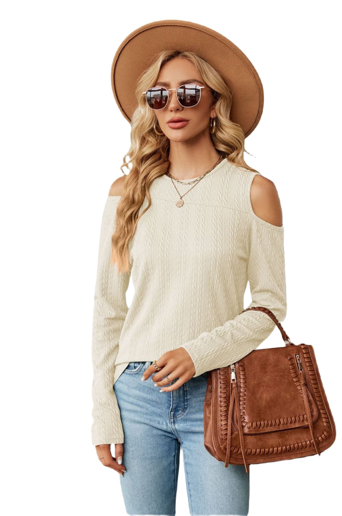Dropped Shoulder Long Sleeve Blouse