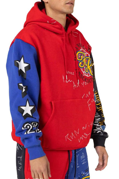 First Row color block hoodie