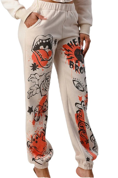 Athina casual jacket and graphic pants set