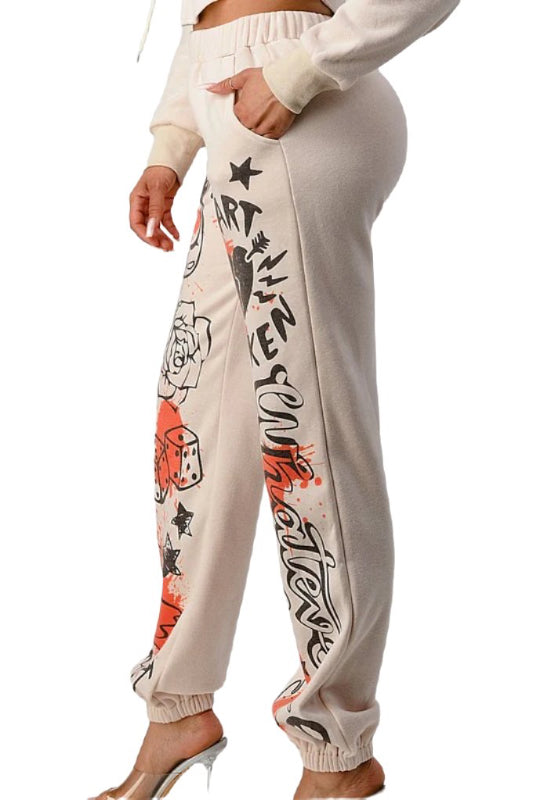 Athina casual jacket and graphic pants set