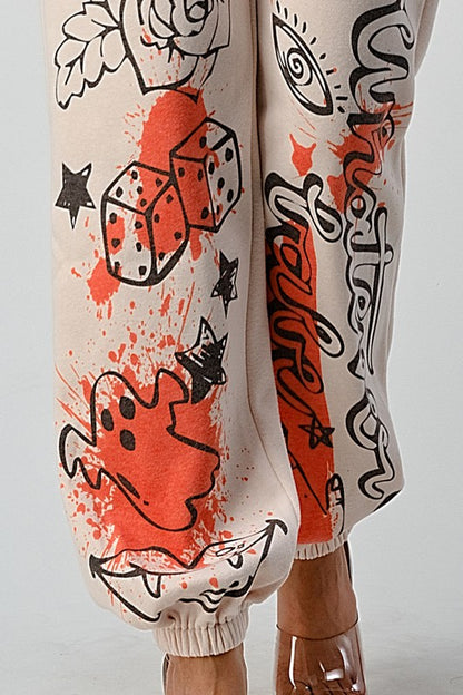 Athina casual jacket and graphic pants set