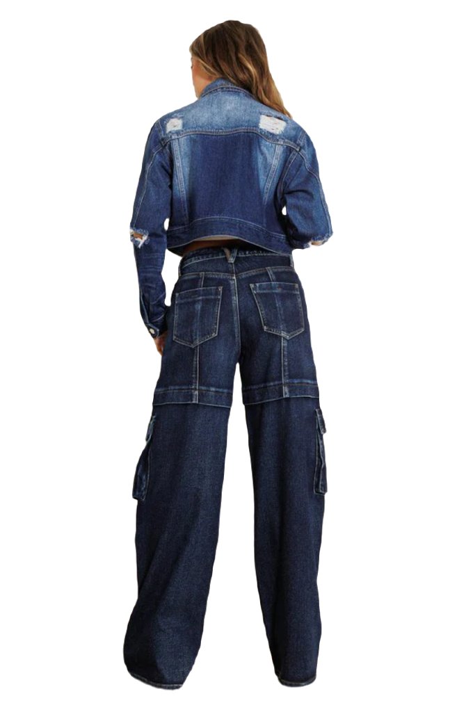Vibrant M.I.U cargo pocket wide jeans
