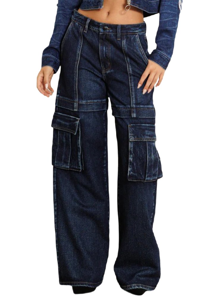 Vibrant M.I.U cargo pocket wide jeans