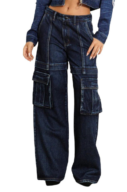 Vibrant M.I.U cargo pocket wide jeans