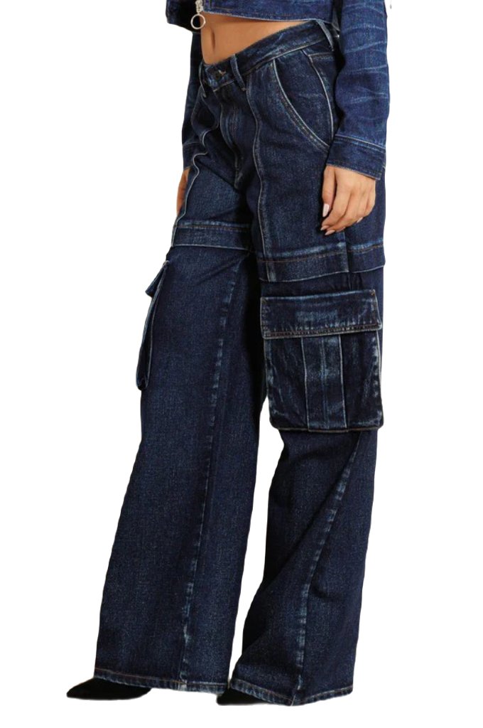 Vibrant M.I.U cargo pocket wide jeans