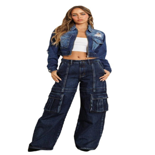 Vibrant M.I.U cargo pocket wide jeans