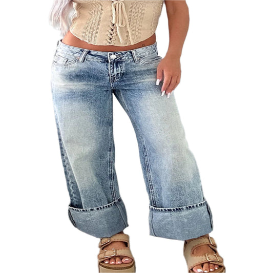 SYNZ washed wide leg jeans with pocket