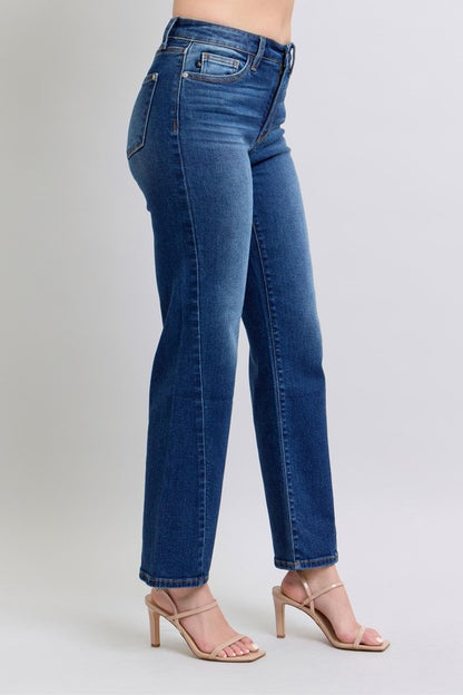 Judy Blue full size side seam detail straight jeans with pockets