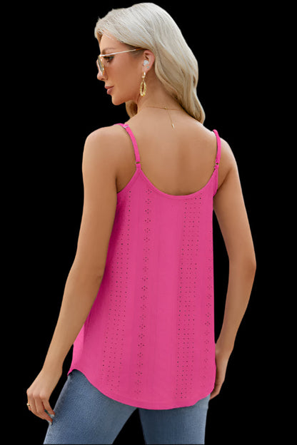 M.N.Y  Eyelet Scoop Neck Ruched Cami
