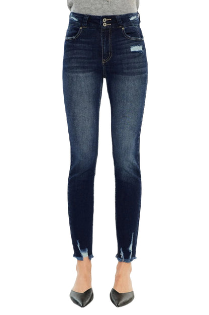 Kancan Cat's Whiskers Raw Hem High Waist Jeans