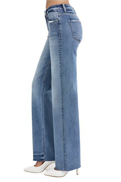 RISEN full size high rise straight leg jeans with pockets