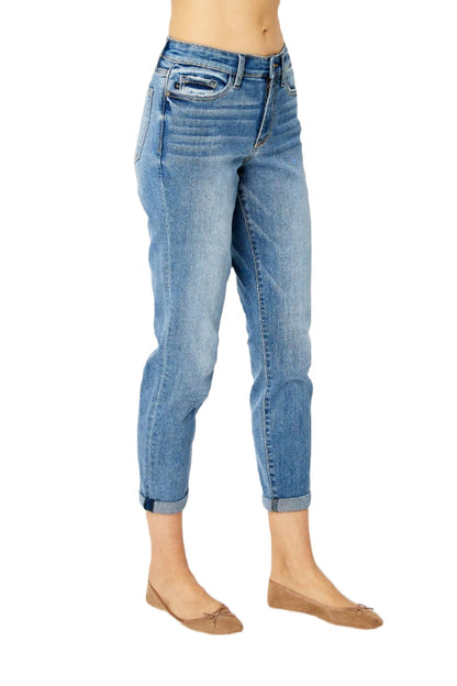 Judy Blue Full Size Cuffed Hem Low Waist Slim Jeans