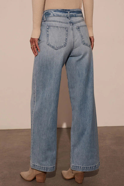 Y.Y@ Denim tied wide leg jeans with pockets