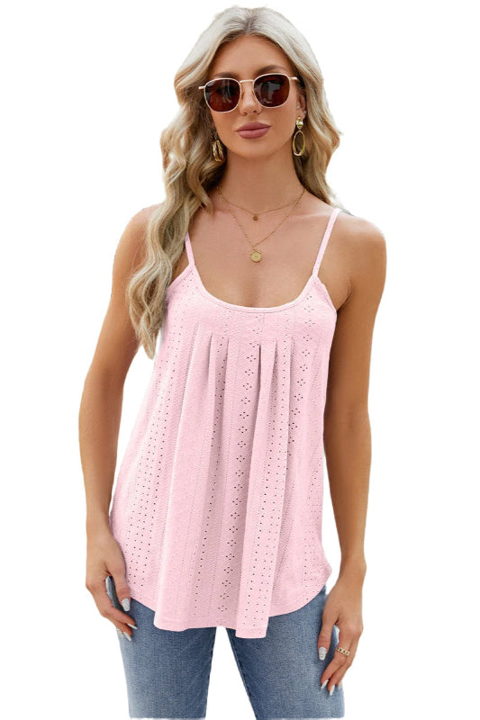 M.N.Y  Eyelet Scoop Neck Ruched Cami