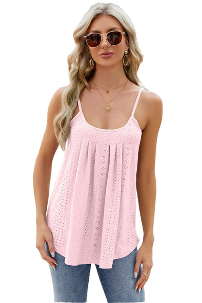 M.N.Y  Eyelet Scoop Neck Ruched Cami