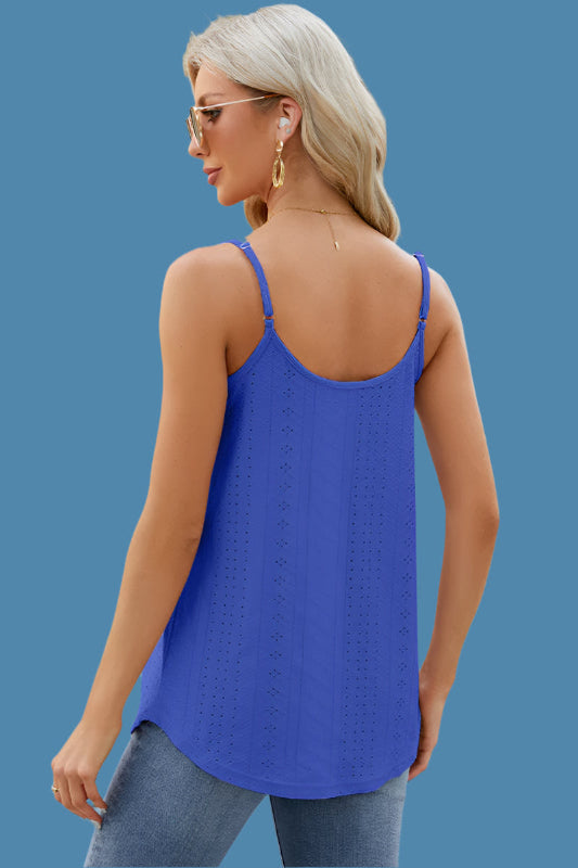 M.N.Y  Eyelet Scoop Neck Ruched Cami